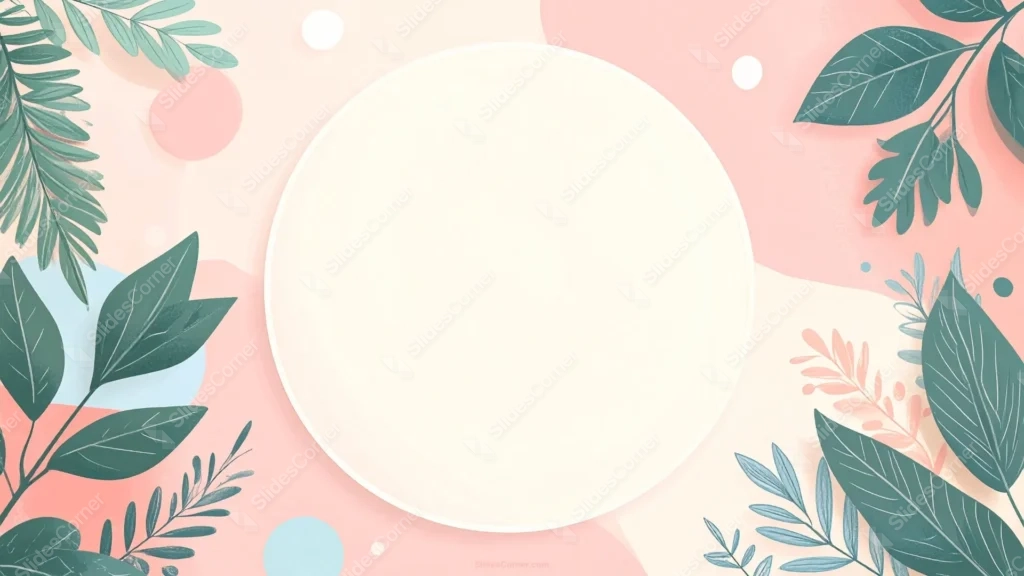 Cute Floral Background For Google Slides With A Center Circle