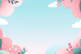 Cute Sky Background For Slides With Pink Cloud Bushes