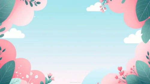 Cute Sky Background For Slides With Pink Cloud Bushes
