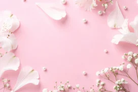 Cute Pink Background For Slides With Pearls And Baby’s Breath