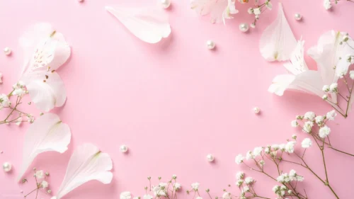 Cute Pink Background For Slides With Pearls And Baby’s Breath Cute Pink Background For Slides With Pearls And Baby’s Breath
