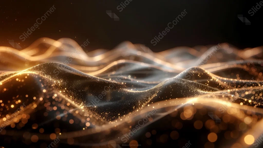 Elegant Background PPT With Golden Particle Dune Waves