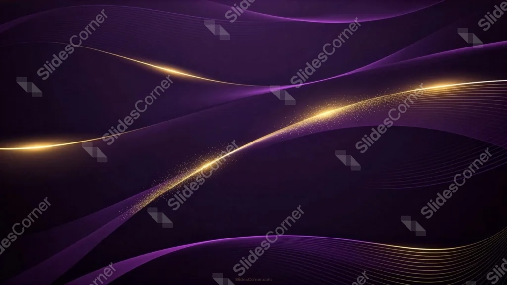 Dark Purple Gold Background For PowerPoint With Three Sparkling Streaks Dark Purple Gold Background For PowerPoint With Three Sparkling Streaks