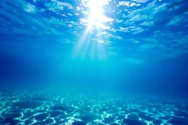Underwater Ocean Background For PowerPoint With A Cracked Sandy Seafloor