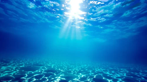 Underwater Ocean Background For PowerPoint With A Cracked Sandy Seafloor