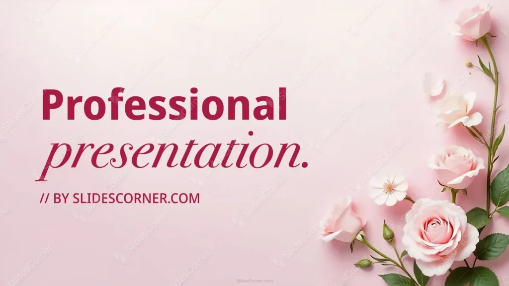 Classy Elegant Floral PowerPoint Background with Soft Pink Roses