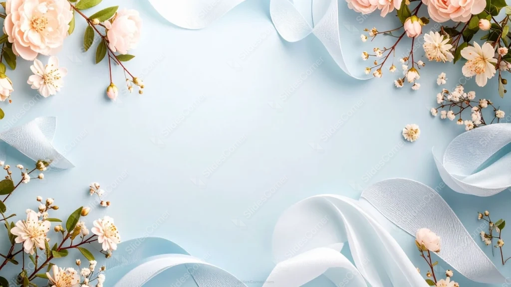 Elegant Floral Background For Google Slides With Roses And Silk Ribbon