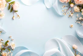 Elegant Floral Background For Google Slides With Roses And Silk Ribbon