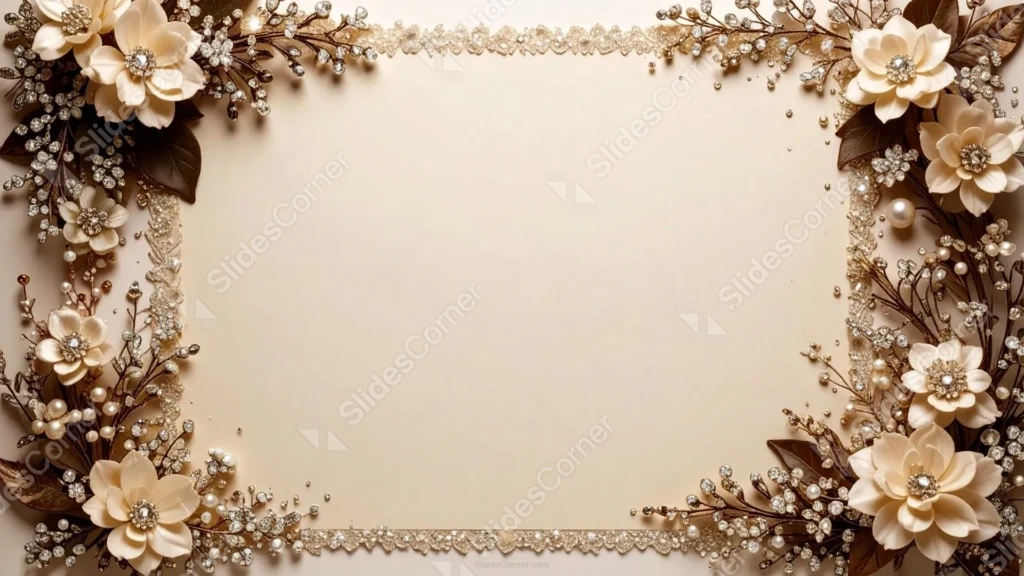Elegant Vintage Frame Background For PowerPoint With A Jeweled Border