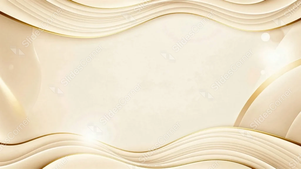 Elegant Gold Frame Background For PowerPoint With Cream Wave Borders Elegant Gold Frame Background For PowerPoint With Cream Wave Borders