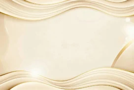 Elegant Gold Frame Background For PowerPoint With Cream Wave Borders