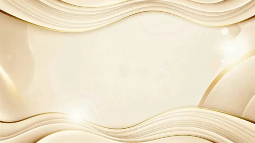 Elegant Gold Frame Background For PowerPoint With Cream Wave Borders