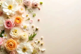 Elegant Floral Background For PPT With Roses And Wide Open Space