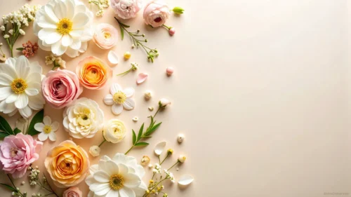 Elegant Floral Background For PPT With Roses And Wide Open Space