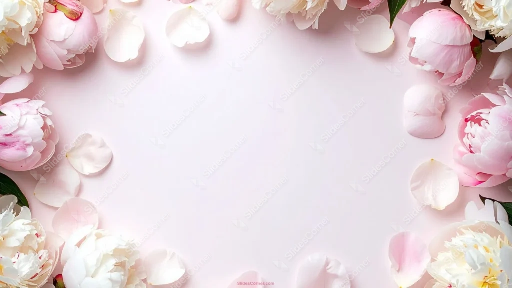 Elegant Floral PowerPoint Background with a Blush Peony Border Elegant Floral PowerPoint Background with a Blush Peony Border