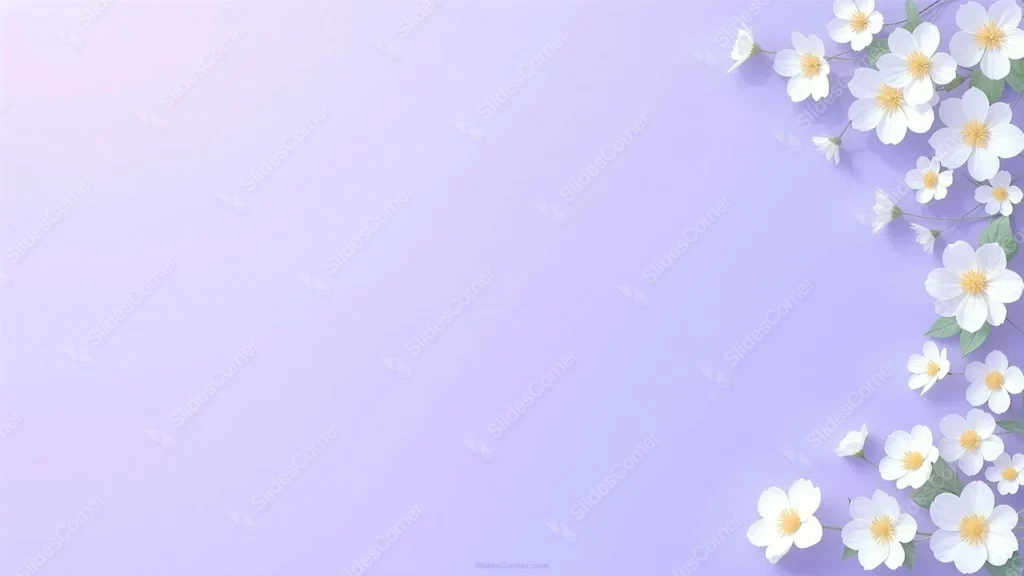 Elegant Floral PowerPoint Background with Lavender and White Blooms