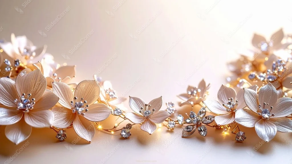 Elegant Floral PowerPoint Background with a Crystal Garland