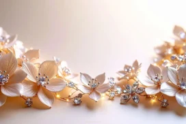 Elegant Floral PowerPoint Background with a Crystal Garland
