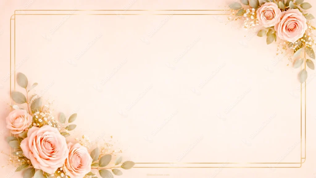 Elegant Flower Background for PPT with a Gold Double Frame Elegant Flower Background for PPT with a Gold Double Frame