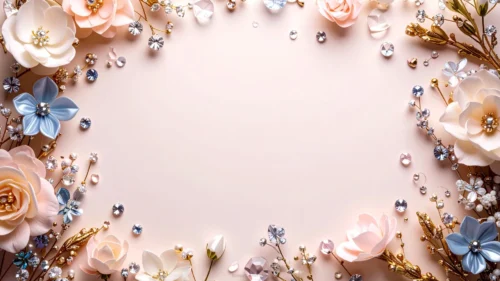 Elegant Wedding Background For PowerPoint With Scattered Crystals
