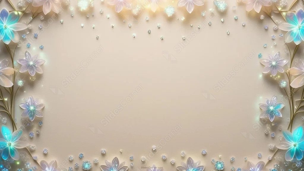 Elegant Floral Background For PowerPoint With Iridescent Side Blooms