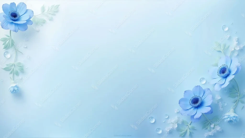 Elegant Light Blue PPT Background with Blue Anemones Elegant Light Blue PPT Background with Blue Anemones