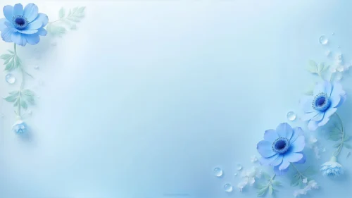 Elegant Light Blue PPT Background with Blue Anemones Elegant Light Blue PPT Background with Blue Anemones