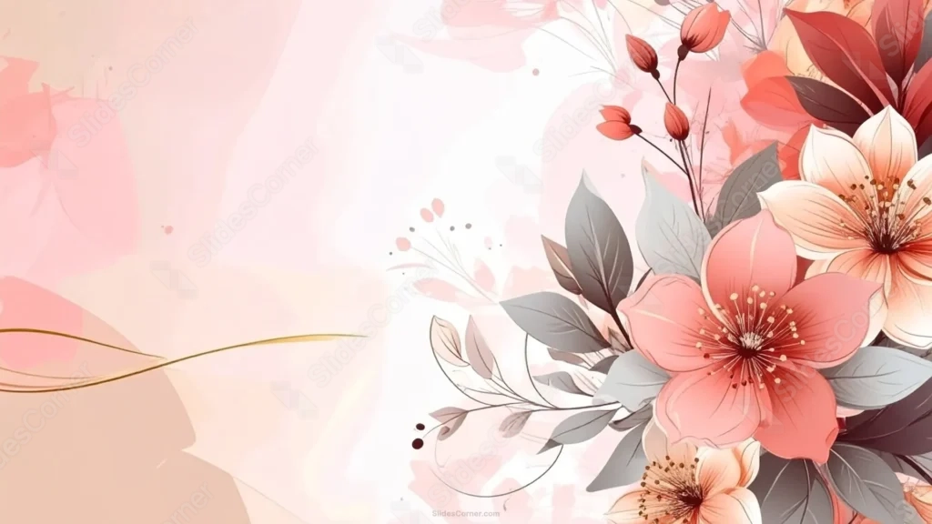 Aesthetic Elegant Floral PowerPoint Background With A Side Bouquet Aesthetic Elegant Floral PowerPoint Background With A Side Bouquet