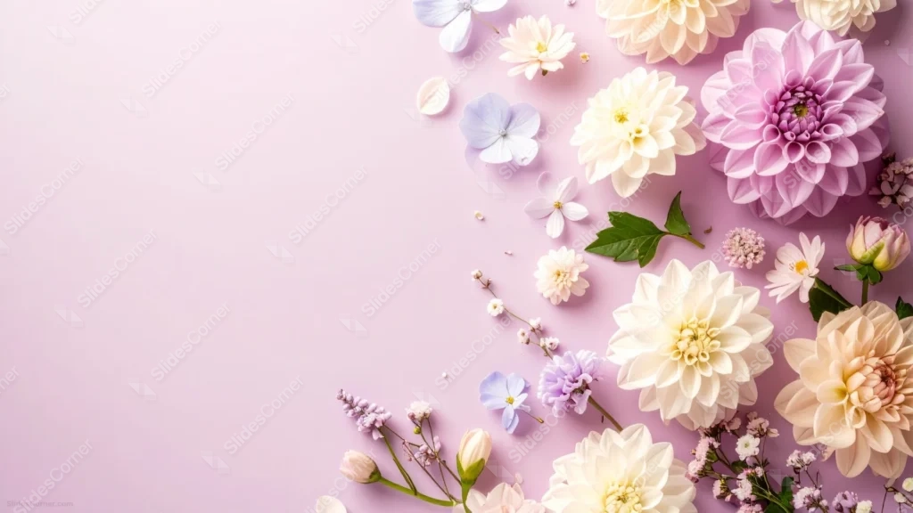Elegant Floral Background For PowerPoint With Real Dahlia Blooms