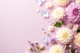 Elegant Floral Background For PowerPoint With Real Dahlia Blooms