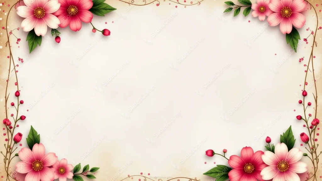 Elegant Floral Background For Slides With Gold-Flecked Vines Elegant Floral Background For Slides With Gold-Flecked Vines