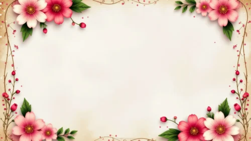 Elegant Floral Background For Slides With Gold-Flecked Vines
