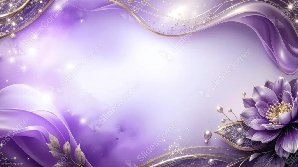 Elegant Purple Floral Background For Google Slides With Pearl Wire Accents Elegant Purple Floral Background For Google Slides With Pearl Wire Accents