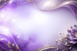 Elegant Purple Floral Background For Google Slides With Pearl Wire Accents