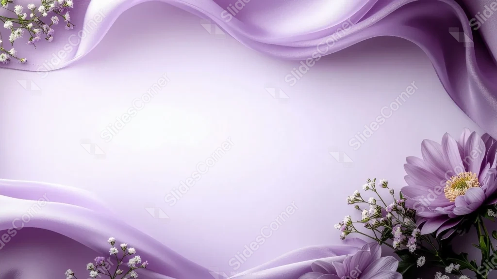 Elegant Purple Floral Background For PowerPoint With Silk Waves Elegant Purple Floral Background For PowerPoint With Silk Waves