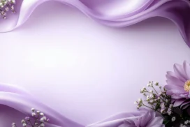 Elegant Purple Floral Background For PowerPoint With Silk Waves