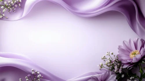 Elegant Purple Floral Background For PowerPoint With Silk Waves