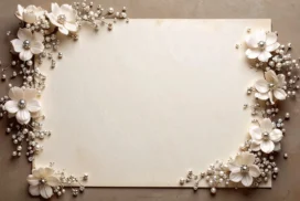 Elegant Wedding Background For PPT With Corner Pearl Blooms