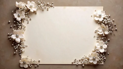 Elegant Wedding Background For PPT With Corner Pearl Blooms