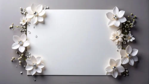 Elegant White Floral Background For Google Slides With Pearl Sprigs Elegant White Floral Background For Google Slides With Pearl Sprigs