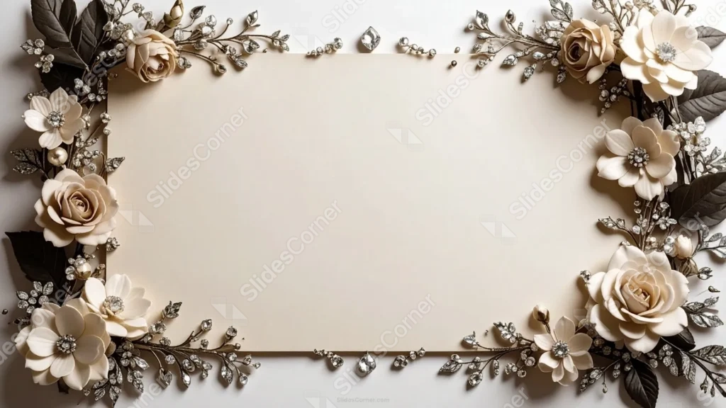 Elegant White Floral Background For Google Slides With Dark Leaves