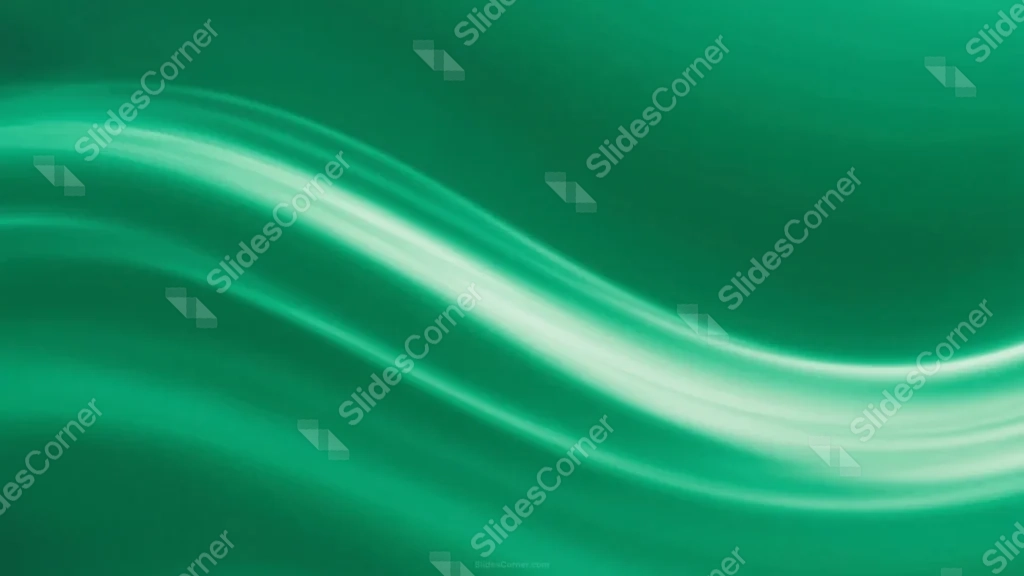 Green Silk Background For PowerPoint With A Glowing Light Wave