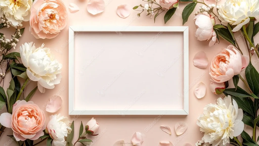 Floral Frame Background For PowerPoint With a White Photo Frame Floral Frame Background For PowerPoint With a White Photo Frame