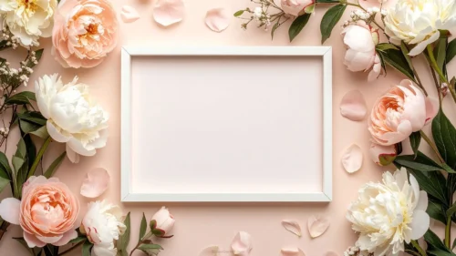 Floral Frame Background For PowerPoint With a White Photo Frame Floral Frame Background For PowerPoint With a White Photo Frame