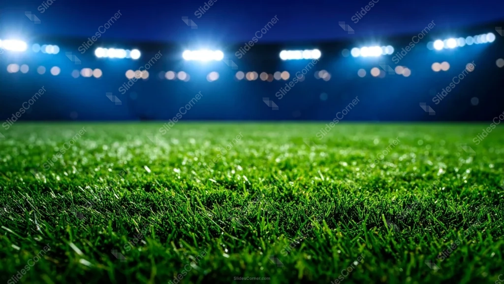 Football Field Background For PowerPoint With Night Floodlights Football Field Background For PowerPoint With Night Floodlights