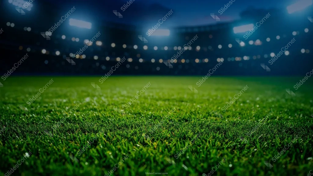 Football Presentation Background with a Low-Angle Pitch Close-Up Football Presentation Background with a Low-Angle Pitch Close-Up