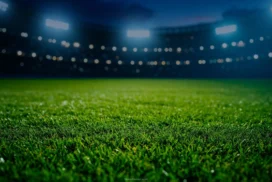 Football Presentation Background with a Low-Angle Pitch Close-Up