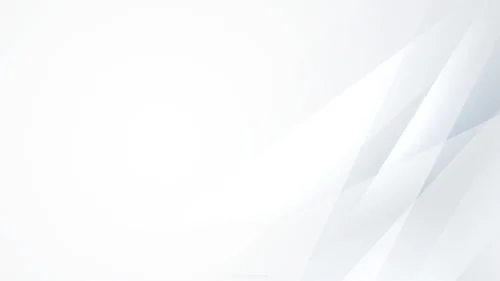 Formal PPT background for business with a soft white radial glow on the left and faceted silver gray glass-like triangles on the right