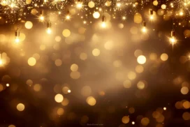 Gold Bokeh Background For PowerPoint With Hanging String Lights
