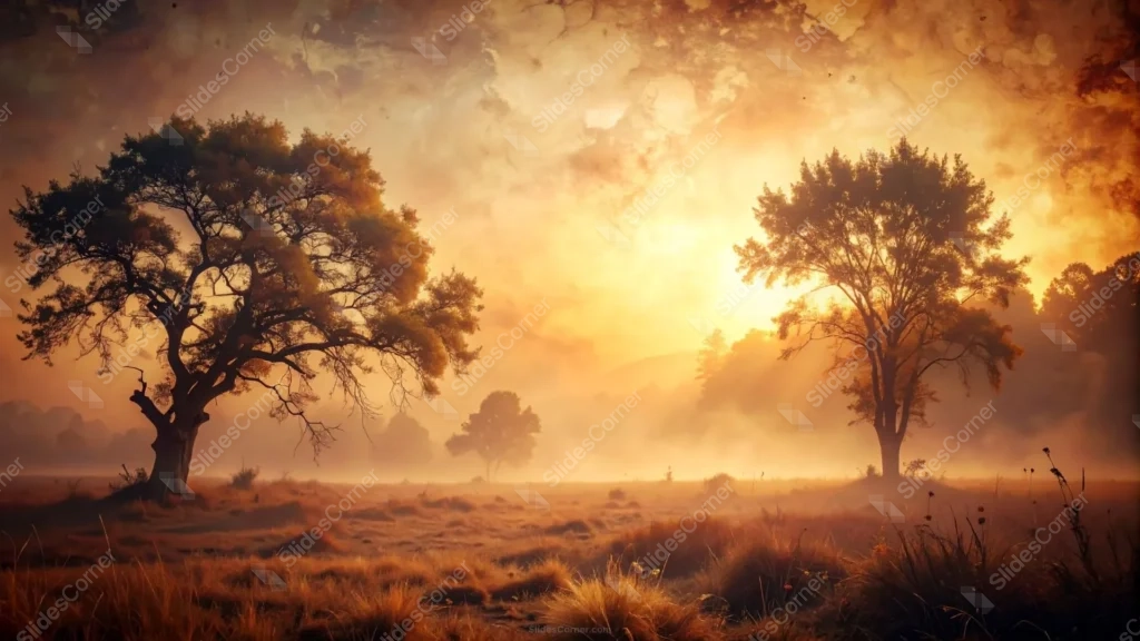 Nature Landscape Background For PowerPoint With Golden Sunrise Fog Nature Landscape Background For PowerPoint With Golden Sunrise Fog